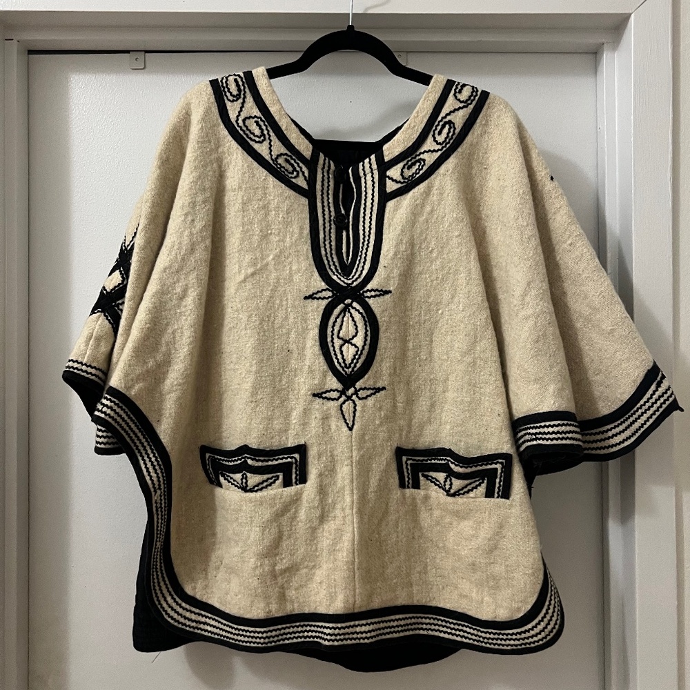 Vintage Embroidered Wool Cape